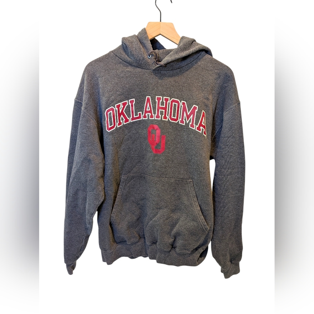 Champion Oklahoma Sooners Hoodie Gray Large College Sweatshirt NCAA